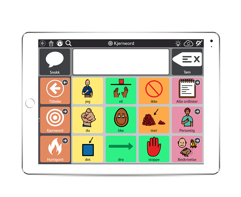 Tobii Dynavox TD Snap-programvare på en iPad