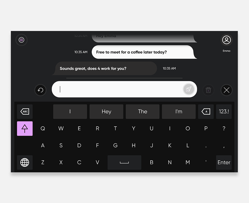 Skjermbilde av TD Phone som viser tekstmeldinger