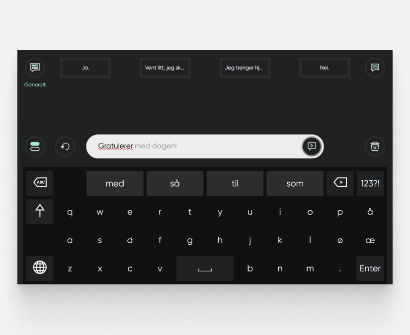TD Talk personlig setningsprediksjonsfunksjon