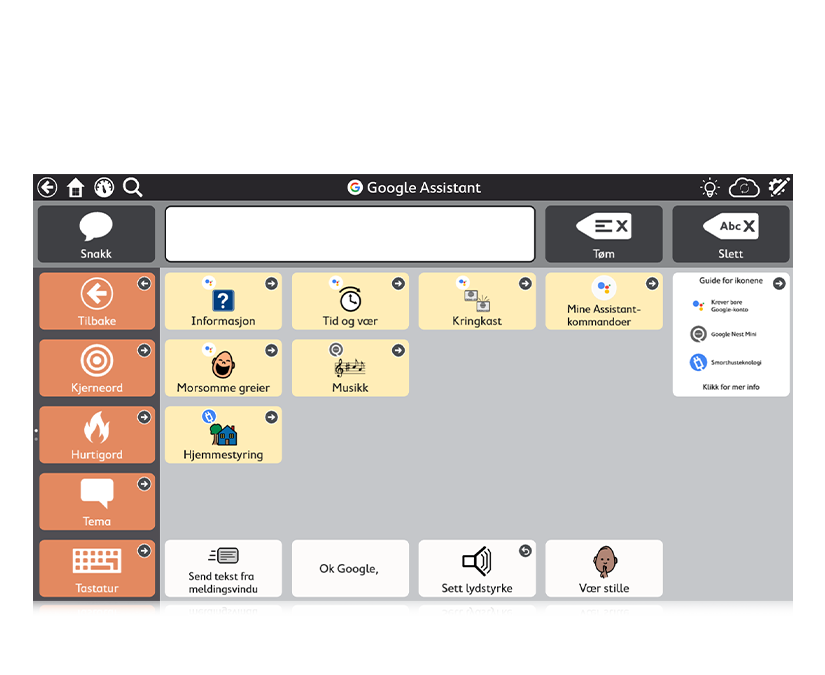 Tobii Dynavox TD Snap ASK-app med Google Assistant