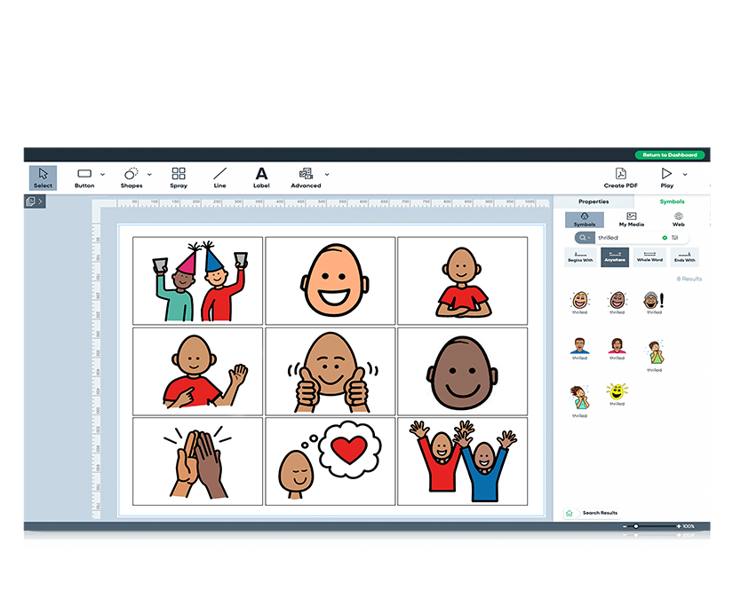 Boardmaker 7 Editor med PCS-symboler