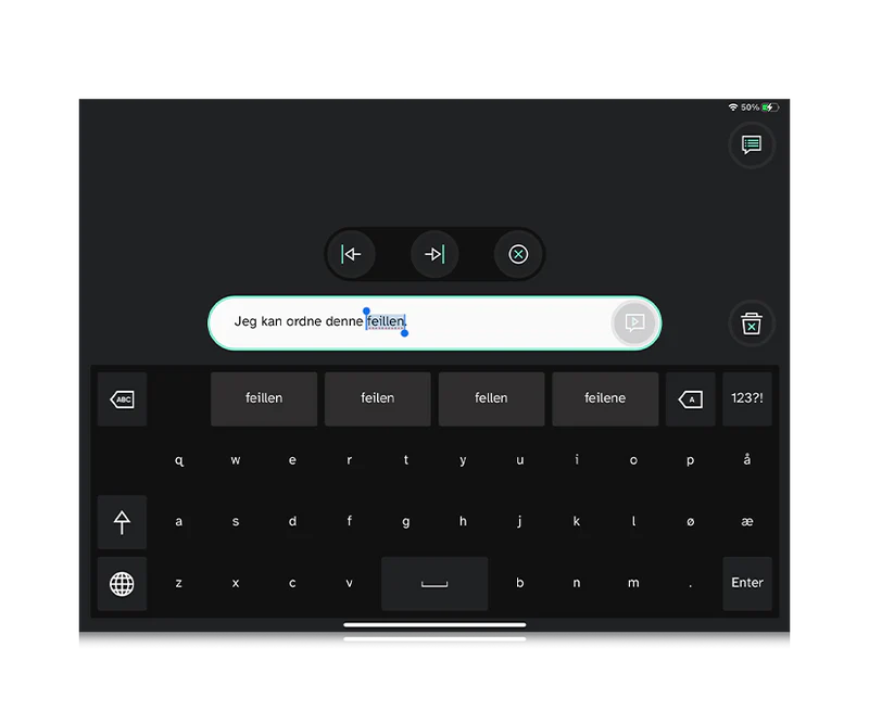 TD Talk redigeringsfunksjon i setningen