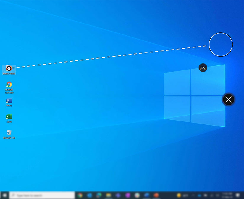 Tobii Dynavox TD Control viser direkte samhandling for å flytte PowerPoint på et skrivebord