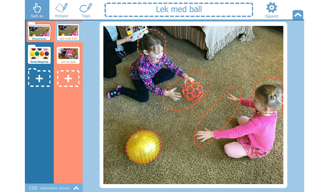 Skjermbilde av kommunikasjonsappen Tobii Dynavox Snap Scene