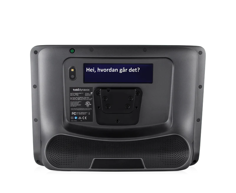 Tobii Dynavox TD I-16 AAC-enhet sett bakfra med partnervindu