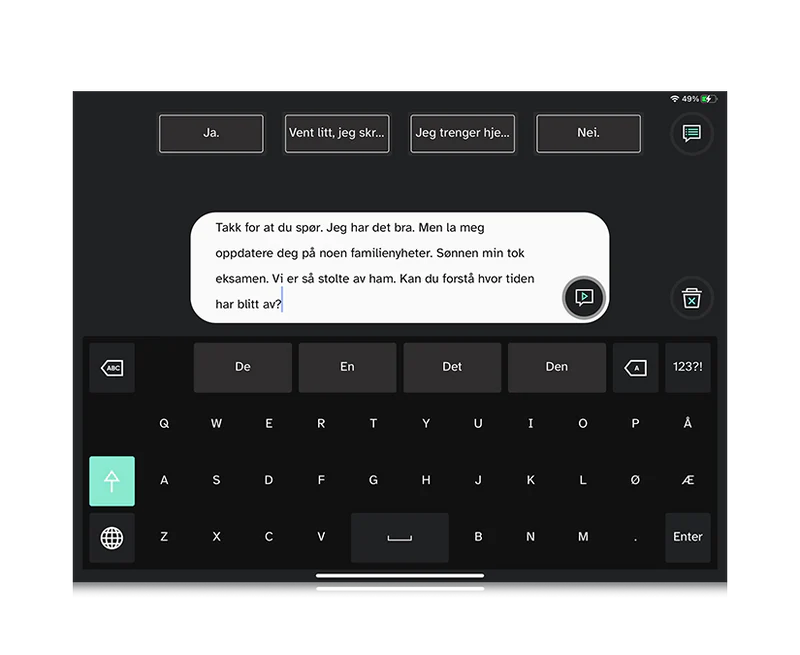 TD Talk type to talk-funksjon