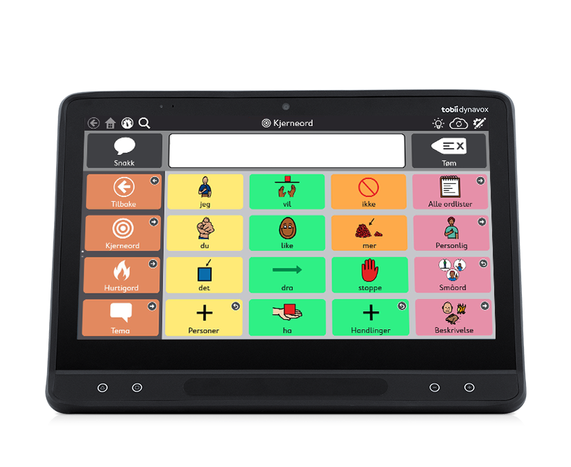 Tobii Dynavox kommunikasjonsenheter (talemaskiner) med kommunikasjonsappen TD Snap