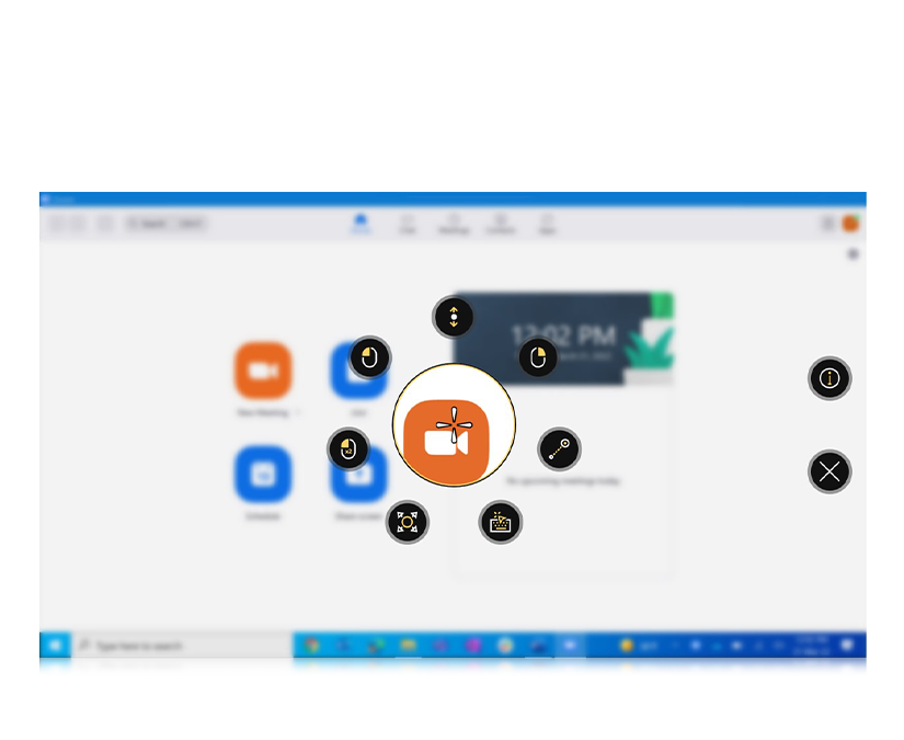 Tobii Dynavox TD Control-samhandlingsmeny med Zoom i bakgrunnen