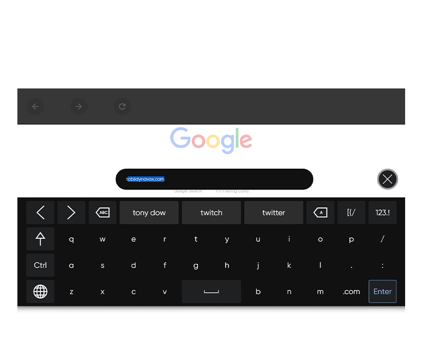 TD Browse fra Tobii Dynavox med søkefunksjonen med prediktivt tastatur basert på geolokasjon