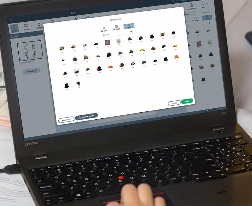Boardmaker 7 brukt på en bærbar datamaskin